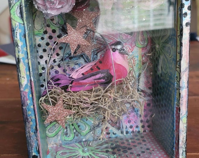 Featured listing image: Handmade OOAK Mixed Media Birdcage Assemblage