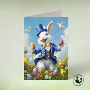 Wunderliche Osterkarten - 10er-Pack illustrierte Osterhasenkarten mit Folienakzenten - Luxus-Weihnachtskartenset für Familie und Freunde