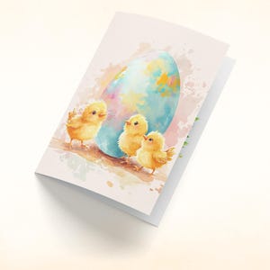 Carte de Joyeuses Pâques Carte de voeux de Pâques imprimable en téléchargement numérique avec des poussins mignons Carte de Pâques pour la famille et les amis