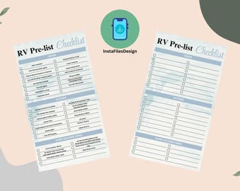 RV Pre-Trip Checklist Printable | Essential RV Packing List | Camper Travel Planner | RV Organization Template for Road Trips