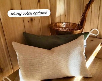 Sauna Pillow - Many Colors - Used for relaxation in a sauna or spa! 100% Linen, Scandinavian, Spa Pillow, Finnish, Gift - No returns -