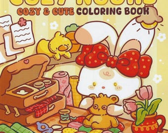 Libro para colorear digital Cozy Kawaii Nooks, 40 páginas, descarga instantánea, archivo PDF atrevido y simple, libro para colorear lindo y fácil.