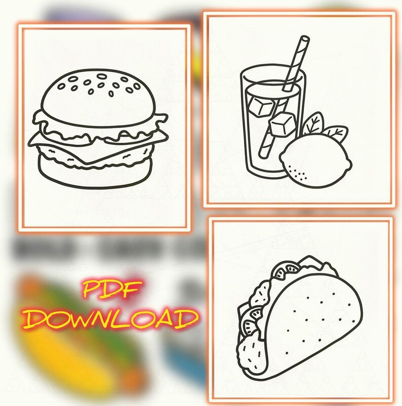 Coco Wyo Food Drink Sweets Digital Coloring Book 11 Pages Instant coco-wyo-food-drink-sweets-digital-coloring-book-11-pages-instant