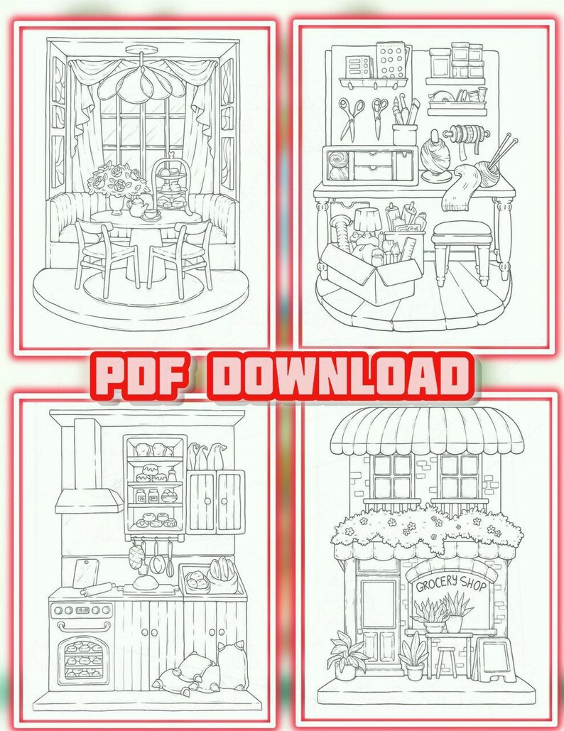 Coco Wyo Relaxing Corner Digital Coloring Book 43 Pages Instant ...
