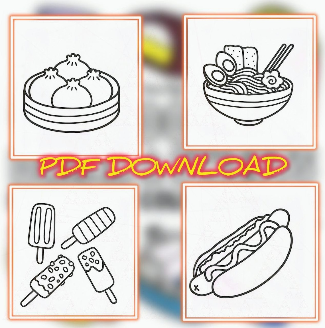 Coco Wyo Food Drink & Sweets Digital Coloring Book 11 Pages Instant
