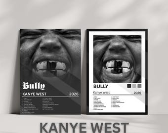 BULLY-affischset | Kanye West | Digital nedladdning | Minimalistisk | Albumaffisch | Utskrivbar väggkonst | Present till pojkvän