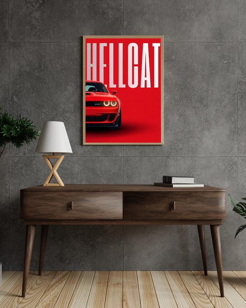 Hellcat Lettering Dodge SRT Hellcat Poster | Digital Download | Muscle Car Poster ...