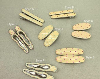 Pastel Polka Dot Hair Clip, Danish Pastel Aesthetic Barrette, Y2K Retro Wavy Hair Pin, Soft Girl Accessories, Birthday Gifts