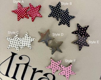 For Women and Teens Polka Dot Star Hair Clips | Retro Y2K Barrettes, Cute Kawaii Hair Pins, Pop Art Accessories