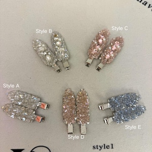 Sparkly Crushed Crystal Hair Clips | Druzy Rhinestone Alligator Barrettes | Pastel Glitter Hair Pins | Bridal Bridesmaid Gift Makeup Clips