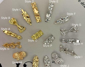 Minimalist Metal Hair Clips | Hammered Gold & Silver Barrettes | Coquette Bow, Leaf, Butterfly Pin | French Chic Hair Accessory for Her