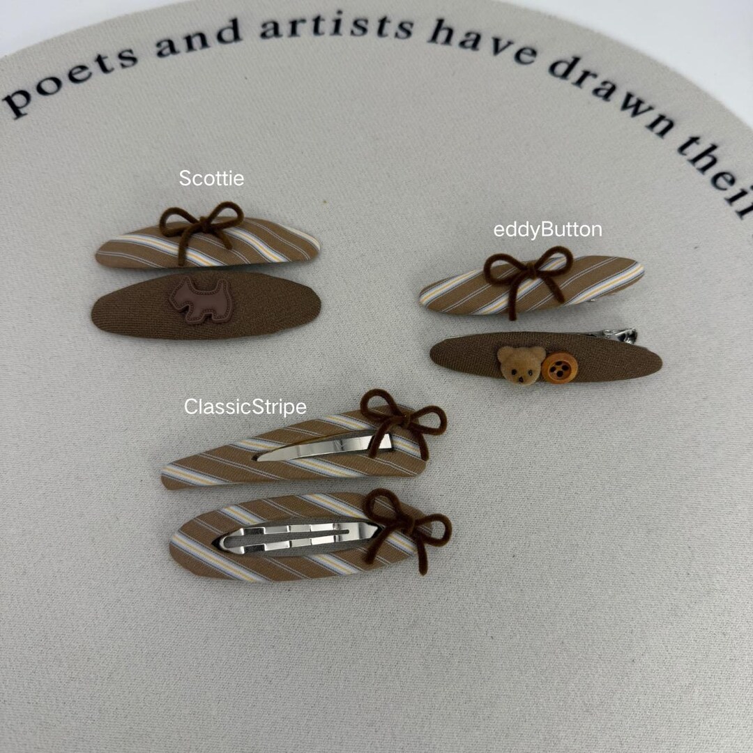 Preppy Clips Preppy Brown Hair Clips | Scottie Dog & Teddy Bear Barrette | Vintage ...