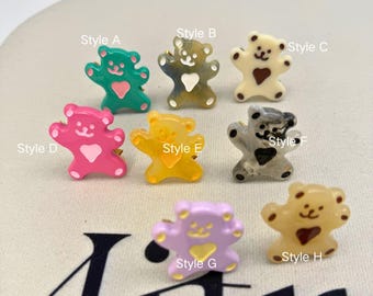 Cute Mini Bear Hair Clips | Y2K Aesthetic Acetate Hair Pins | Tortoise Shell Small Barrettes | Kawaii Pastel Hair Accessories Gift for Her
