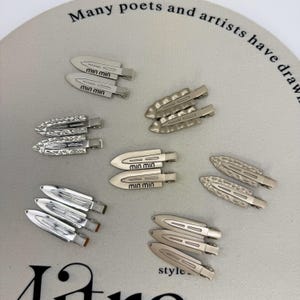 Y2K silvermetallhårspänneset, Cybercore-hårspänne med näbb, Acubi estetiska håraccessoarer, minimalistisk luggspänne, trendig present till henne bild 4