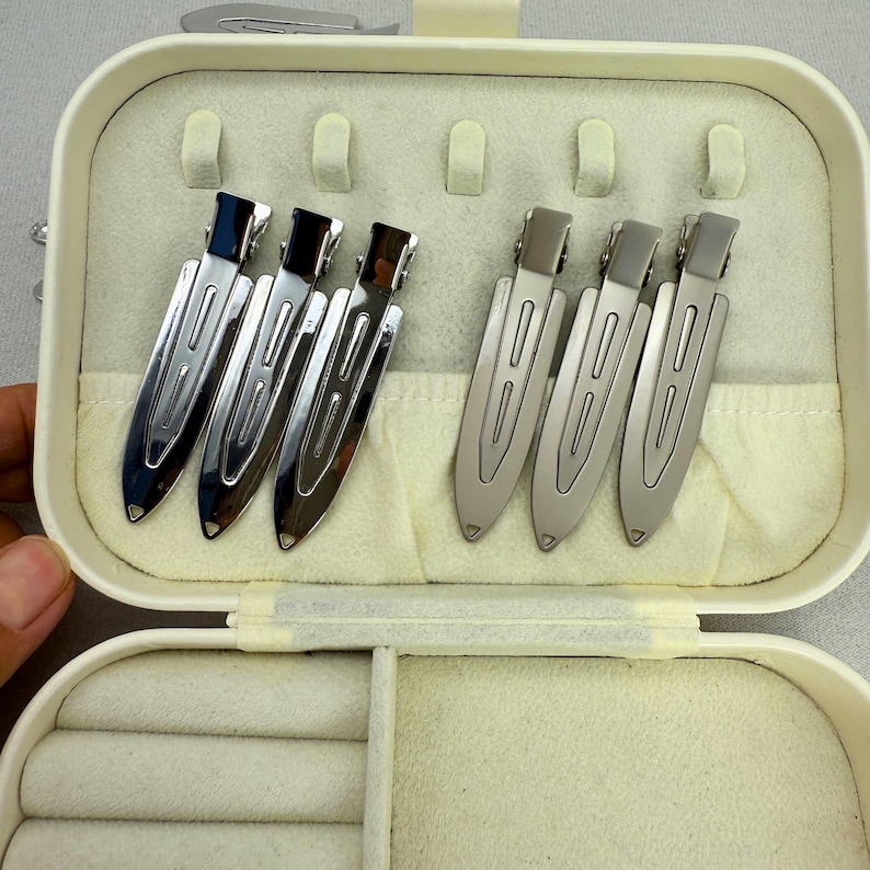 Y2K silvermetallhårspänneset, Cybercore-hårspänne med näbb, Acubi estetiska håraccessoarer, minimalistisk luggspänne, trendig present till henne bild 8