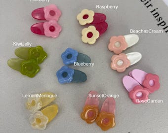 8 par mini-hårspännen med blommor | Retro hårspännen med prästkrage | Söta håraccessoarer i gelé för år 2000-talet | Luggspänne för småflickor | 90-tals Kidcore-stil