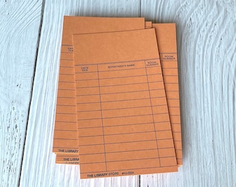 Tarjetas de libros de biblioteca de salmón vintage - Tarjetas de fecha de vencimiento de 3 columnas