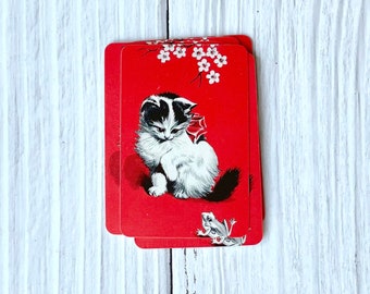 Vintage MINI Playing Cards - Skeptical Kitten