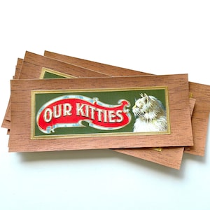 Vintage gold embossed Our Kitties cigar box labels