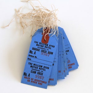 Vintage Hotel Baggage Tags - Blue Luggage Tags for The William Byrd Motor Hotel