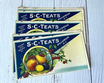 Antique Fruit Crate Labels - S. C. Teats