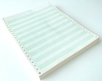Vintage Green Bar Continuous Feed computer Paper