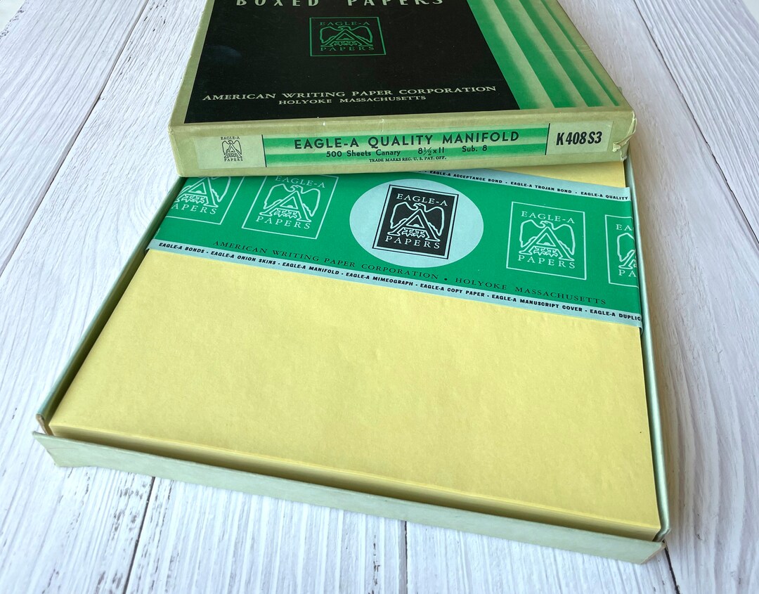 Vintage Canary Yellow Manifold Paper Eaglea Brand Lightweight Second