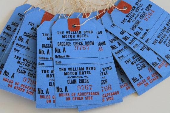 Vintage Hotel Baggage Tags Blue Luggage Tags for the William 