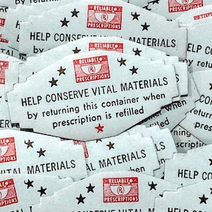Vintage War Time Blue Pharmacy Labels