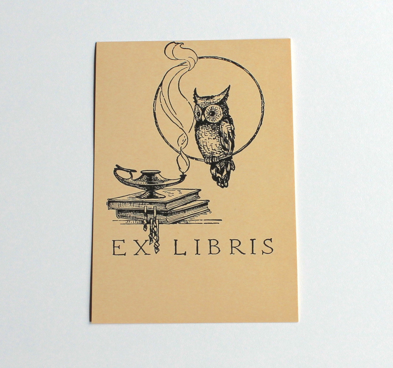 Vintage Owl and Incense Bookplates - Ex Libris Labels