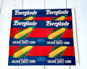 Vintage Can Labels - Everglade Golden Sweet Corn