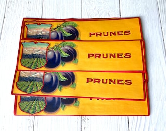 Vintage Fruit Crate Labels - Prunes