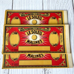 Vintage Belgian Can Labels - Le Soleil Malines