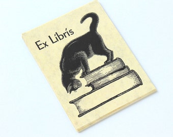 Vintage Curious Cat Ex Libris Etiketten