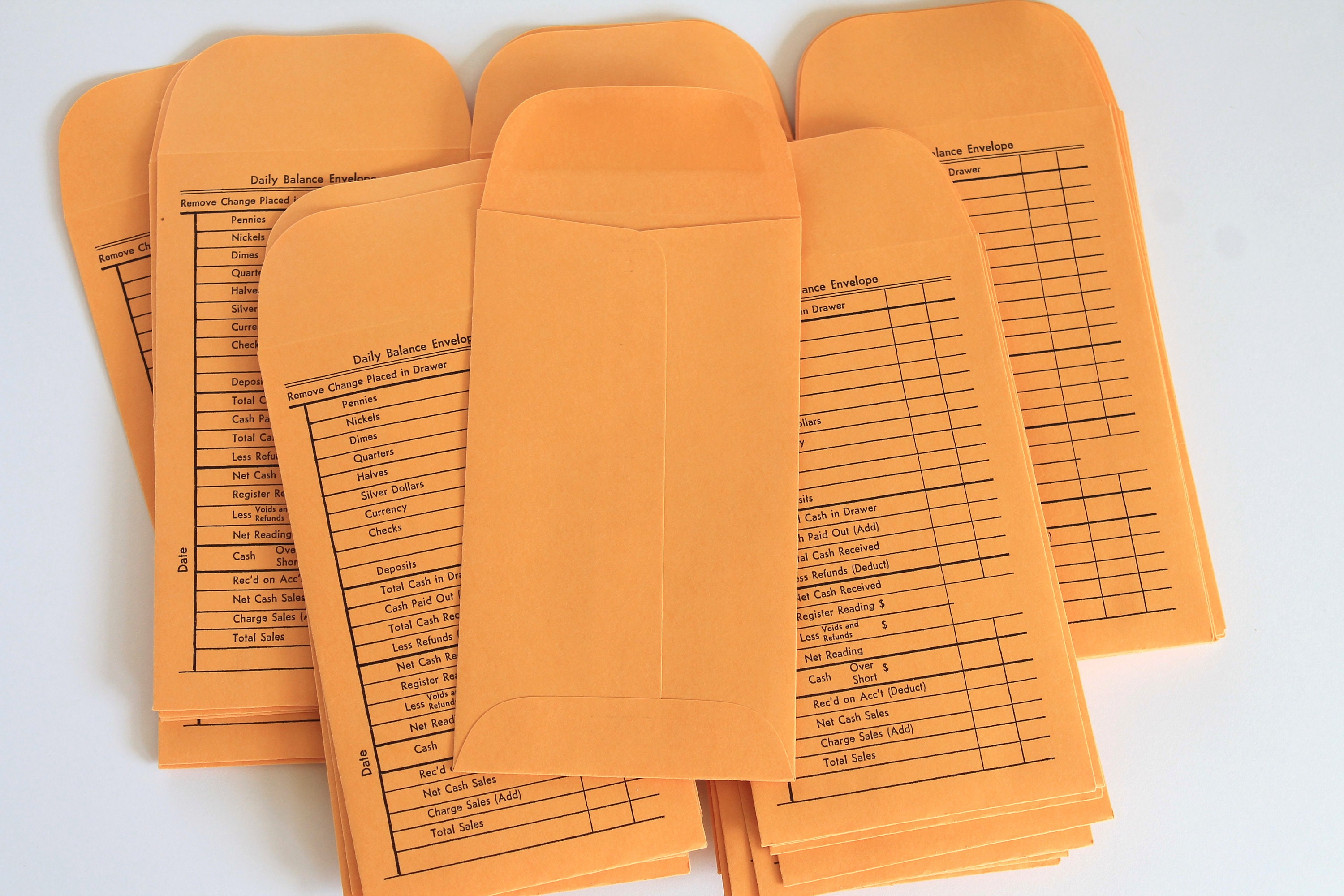 Vintage Bank Deposit Envelopes Daily Cash Balance Forms Etsy