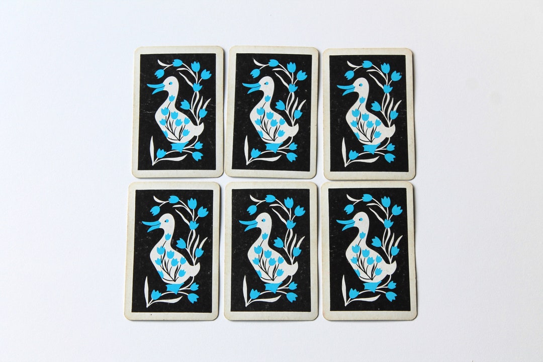 Vintage MINI Playing Cards With Folk Art Duck Design Etsy