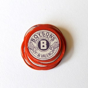 Vintage Boyson&#39;s Pharmacy Labels - Red and Blue
