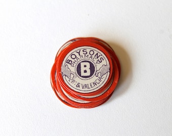 Vintage Boyson's Pharmacy Labels - Red and Blue