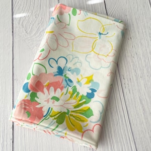 Vintage Reclaimed Bed Sheet Fabric scribble floral with hearts