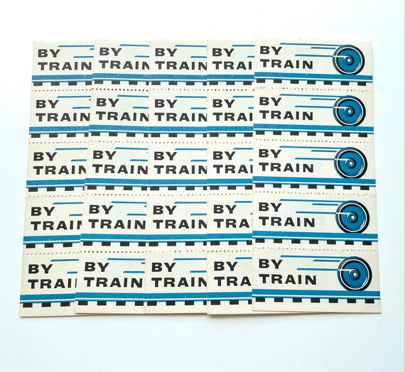 ヴィンテージの糊付き郵送ラベル - 列車で - Etsy 日本