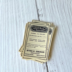 Antique Apothecary Labels - Syrup of White Pine Compound Labels