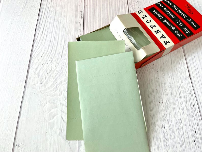 Box File Separation Label Box of Vintage Gummed Typewriter Labels - Green Fanfold File Labels - Etsy