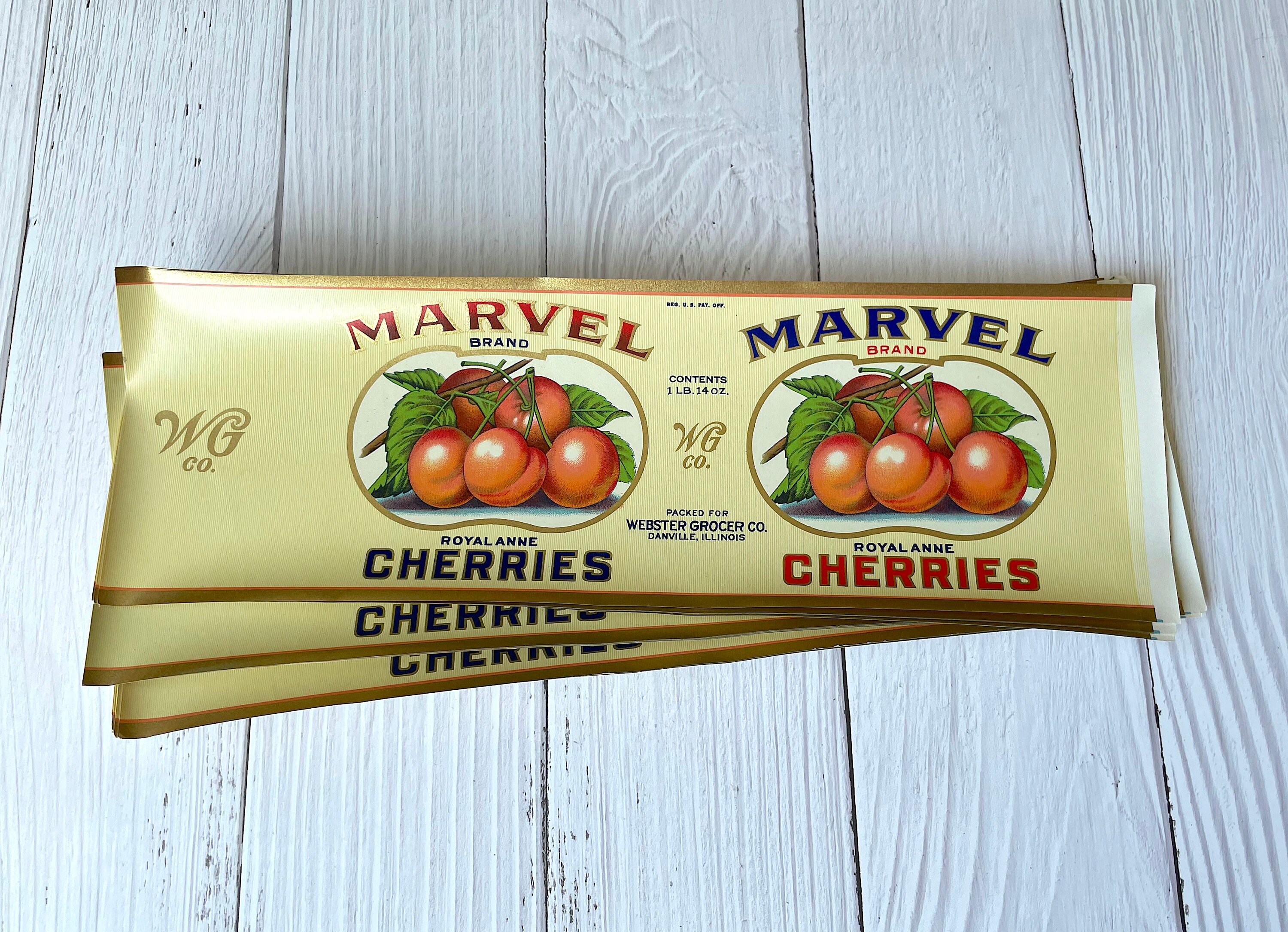 Vintage Fruit Labels - Marvel Royal Anne Cherries - Etsy