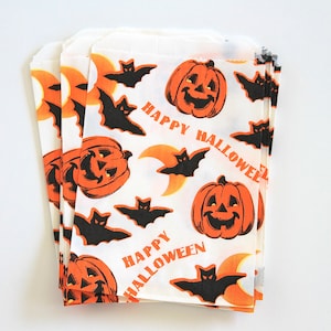 Vintage Halloween Treat Bags - Bats and Jack-O-Lanterns - Bundle of 5