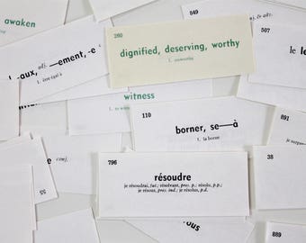 Vintage mini Flashcards - French Vocabulary Cards