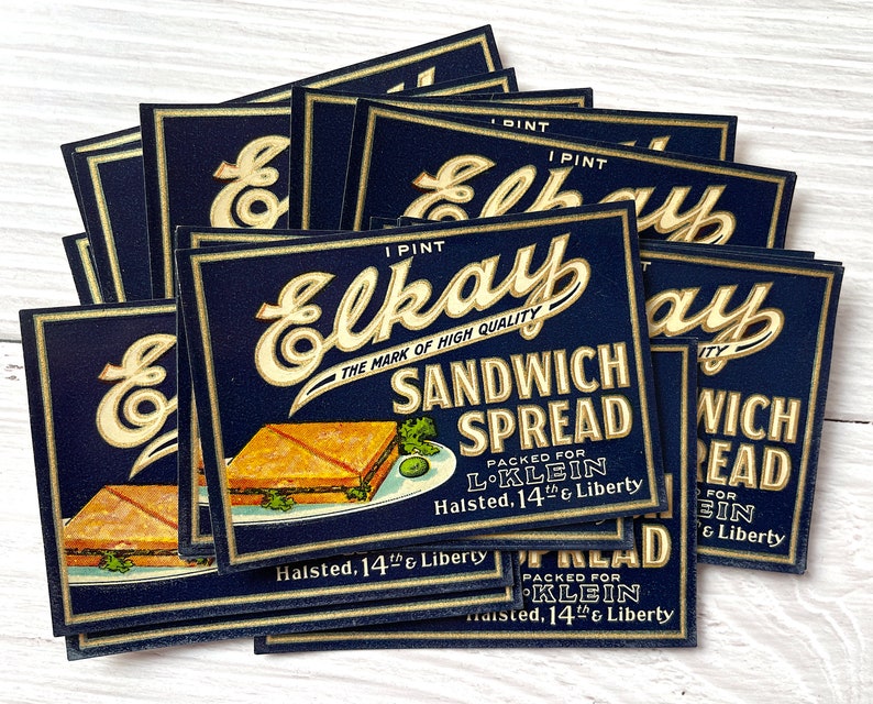 Vintage Elkay Sandwich Spread Labels Etsy
