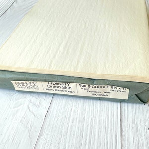 Papier pelure d&#39;oignon vintage avec finition coque - Taille lettre 8,5 x 11 po
