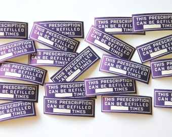 Vintage Blue Pharmacy Labels - Refill Instructions