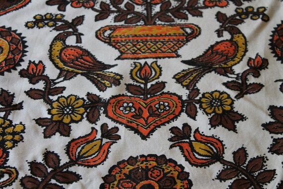 3 Yards Vintage Drapery Fabric Retro Scandinavian Or Folk Etsy