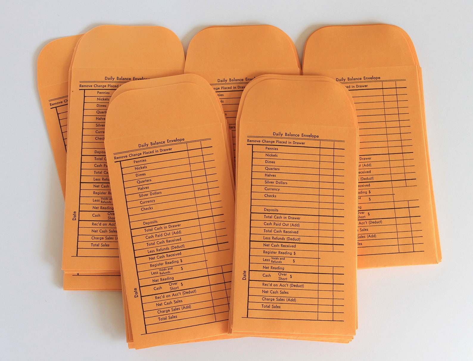 Vintage Bank Deposit Envelopes Daily Cash Balance Forms Etsy